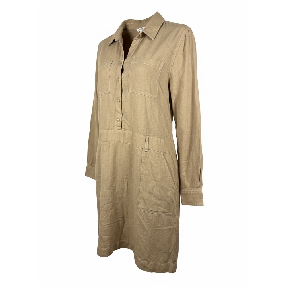 NWT Beachlunchlounge Bowie Shirt Dress Sz L Linen Blend Safari Utility Tan New
